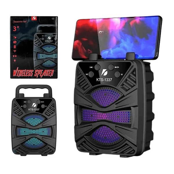 Original KTS-1337 Original 3-Inch Portable Wireless Bluetooth Speaker with USB, Micro SD speaker FM Radio & Vibrant LED SPEAKER Lights