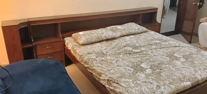 Well-Maintained Pure Wood Bedroom Set (Bed + Dressing + Side Tables)