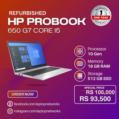 HP ProBook 650 G7 i5 10th Gen Laptop with 1 Year Warranty
