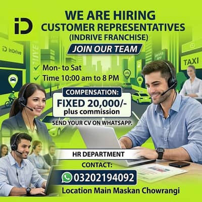 We are hiring customer Represtative (InDrive Franchise )