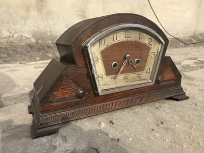 Wall Clock Chabi Table Antique Wind Vintage Wood Brass England Germany