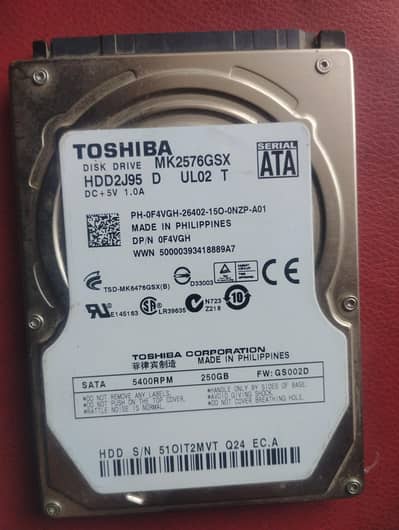 Toshiba 250gb 2.5 Hard drive for laptop