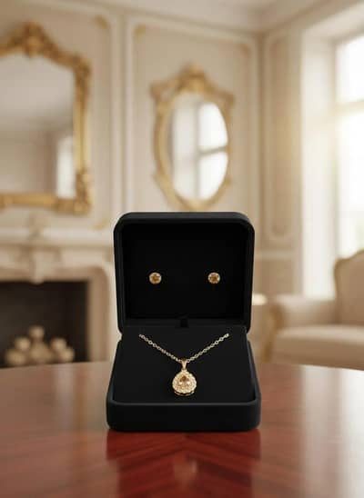 Modern Gold Plated Crystal pendant set for Women