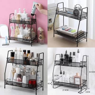 Black 2-tier stainless steel multi purpose organiser