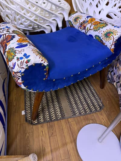 blue stool/ ottoman