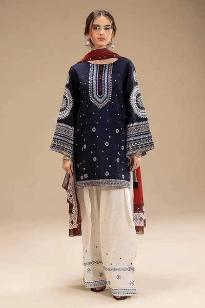 Blue Embroidered 3-Pc  Lawn Suit 