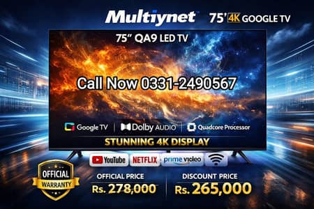 MULTYNET 75 INCHES SMART GOOGLE LED TV 2 YEARS WARRANTY