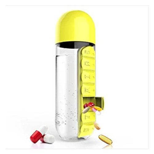 2 in 1 Water Bottle with Built-In 7-Day Pill Organizer