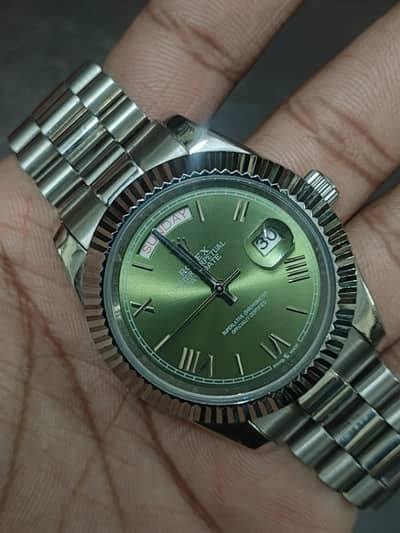 Rolex Automatic Watch | Roman Dial | Green Dial