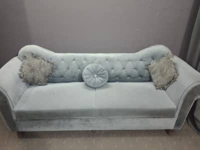 7 seater grey velvet sofa set