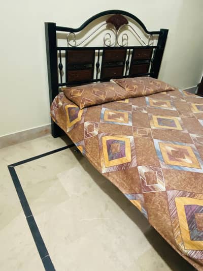 Iron bed black colour with meditation matress