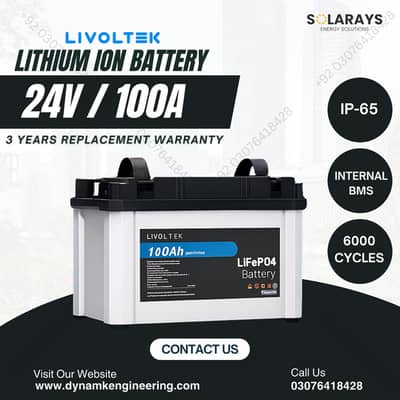 Livoltek 24v 100 Ampere Lithium ion Battery