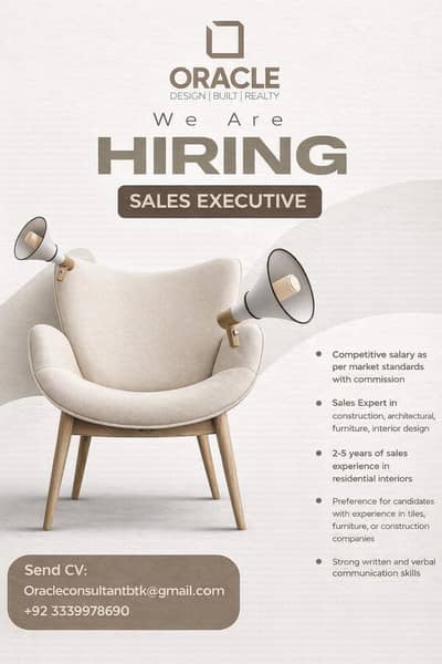 Hiring A sales Executive for Field & sites work