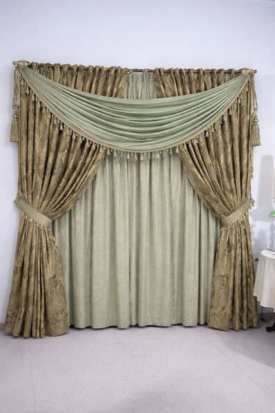 Green khaddar curtains