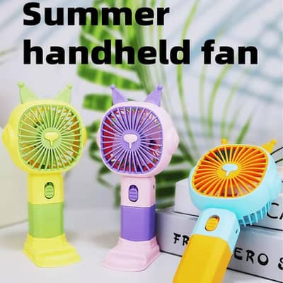 Portable Handy Fan with Mobile stand  Random colors