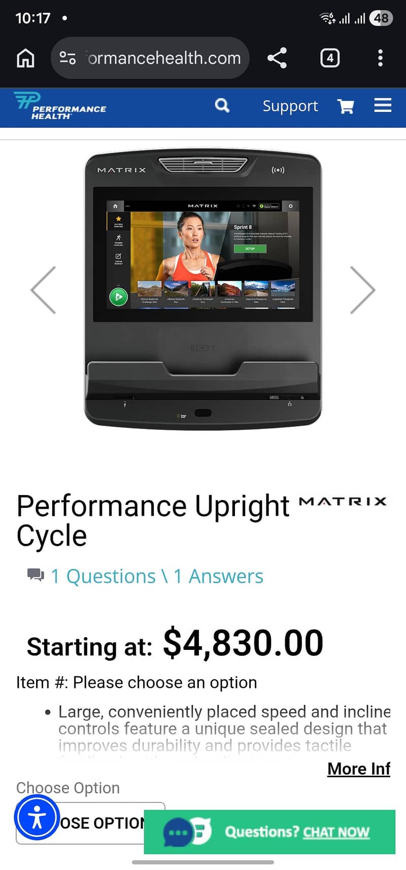 Matrix Performance Touch Upright Cycle 8
