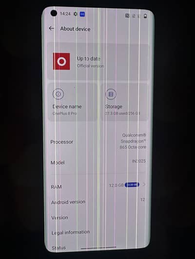 OnePlus 8pro 12gb 256gb screen line and back break physical Dual Sim