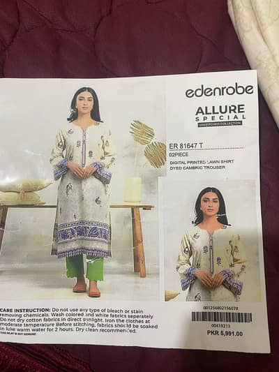 EdenRobe 2pc unstiched lawn suit