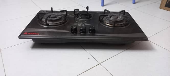 3 Burner Glass Top Gas Stove (Mercury) – Good Condition