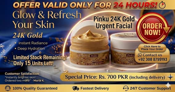 Pinku 24K Gold Urgent Facial - Instant Glow & Radiance (Limited Stock)