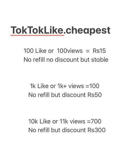 Tik Tok cheapest Like, Follower ,Views