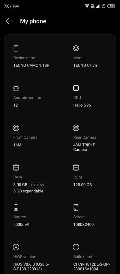 techno camon 18p 8/128