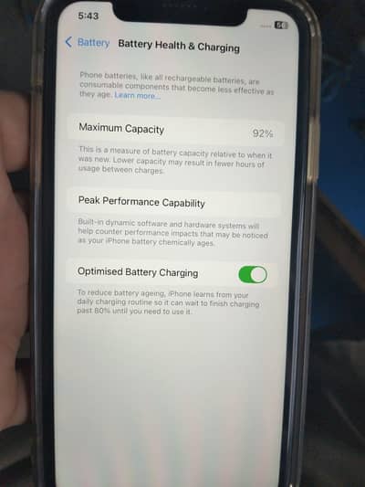 Battery health 92 water pack