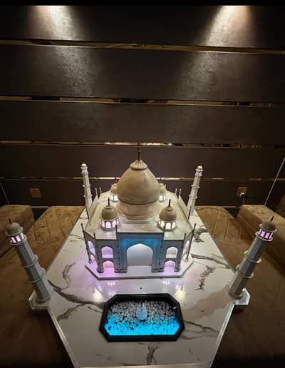 Taj mahal model with LEDs and fountain