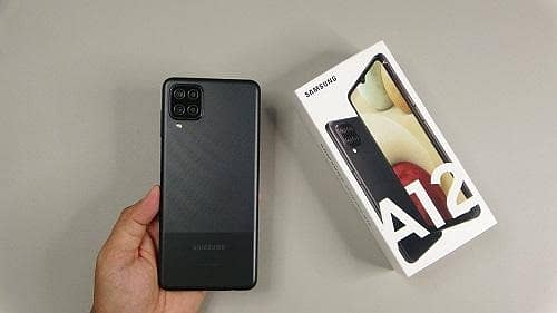 samsung galaxy a12 on box
