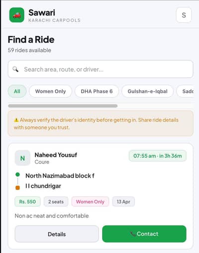 Karachi Carpool App Sawari