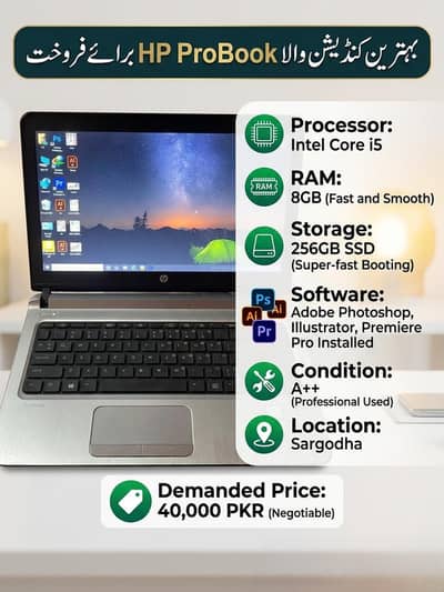 HP ProBook core i5 professional laptop for graphics and daily use