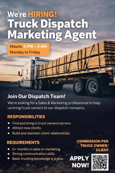 We are hiring Truck Dispatch Marketing Agents
