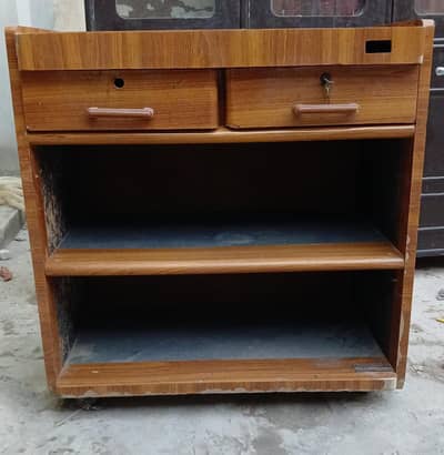 Wooden Showcase + Dressing Table + TV Trolley . Combo Deal