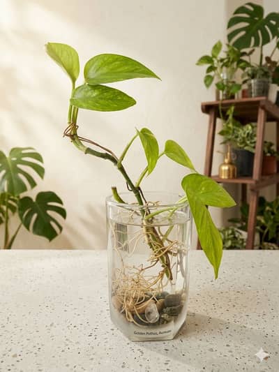 Original live Money Plant in Glass
