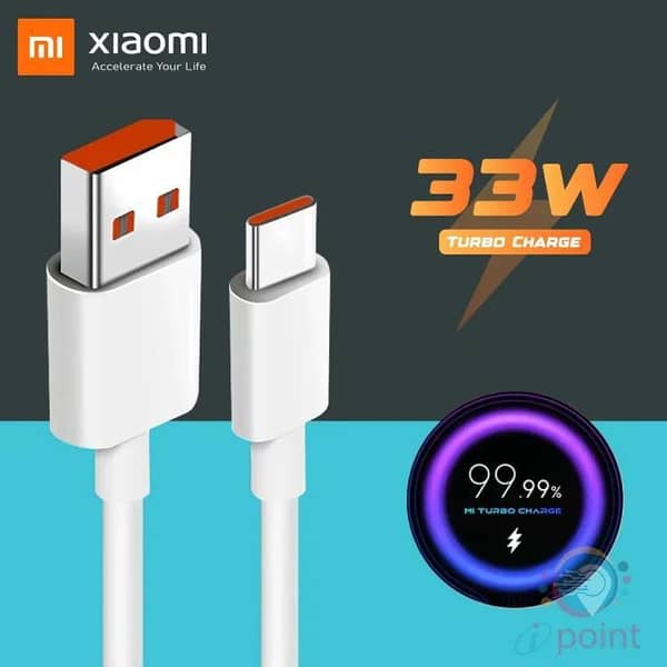 Original Xiaomi Mi 6A Turbo Charger Cable 2 Meter | USB Type-A to Type-C Data Sync | 120W HyperCharge Fast Charging Cord for Mi Redmi Poco