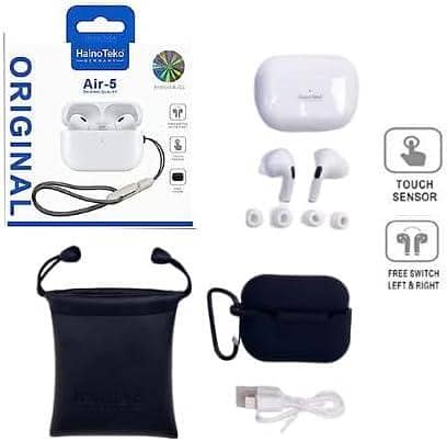 Original Haino Teko (Germany) Air-5 True Wireless Earbuds | Active Noise Cancellation TWS EarPods | Bluetooth 5.2 Headset with Free Silicon Cover - Special Deal