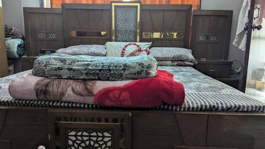 Bed Room set + wardrobe + side tables + dressing table