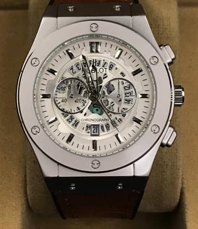 Luxury Hublot Design Watch with Brown Leather Strap