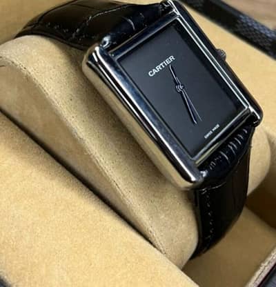 Cartier Tank Must Style - Elegant Black Dial Watch