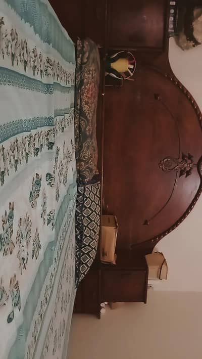 wooden bed attach side tables