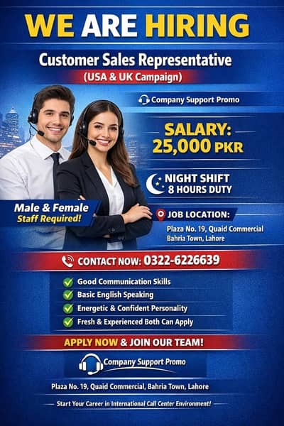 CSR Required For UK USA Campaign | Sales Agents Required | Jobs