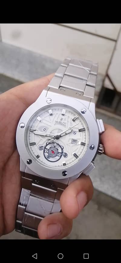 Stylish Stainless Steel White Dial Watch for Men