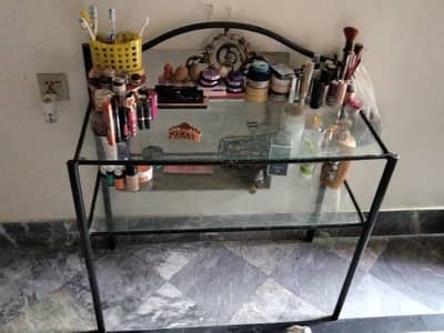 steel bed with side table and dressing table