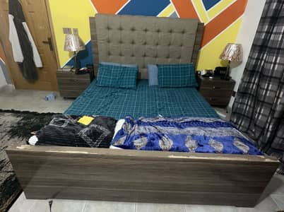 King bed set with side tables and dresser