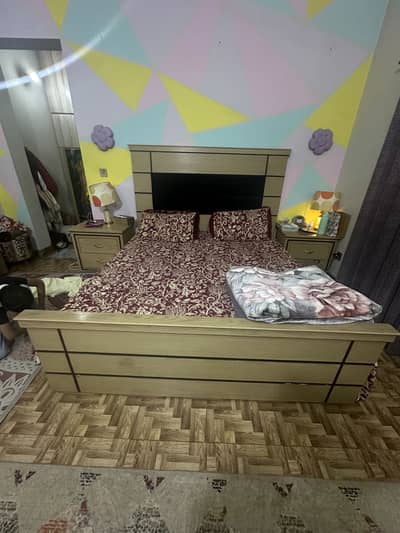 King bed set with side tables, no mattress