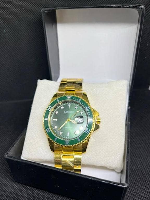 Luxury Gold Watch | Green Dial | Date Display | Quartz Movement | New Stylish Watch