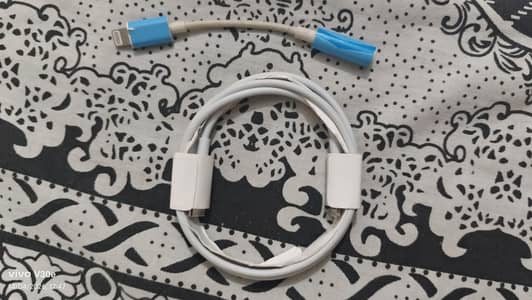 iphone original charging cable and handsfree converter