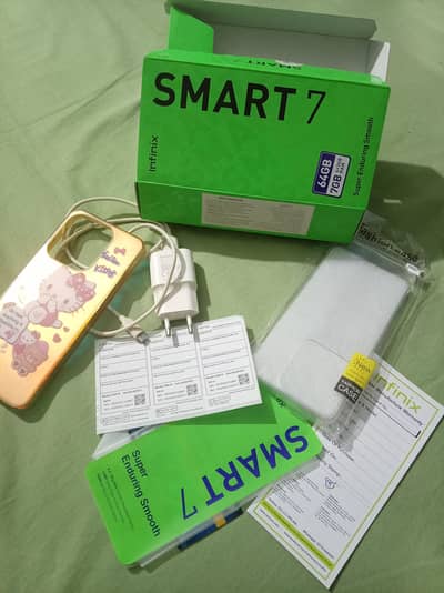 Infinix smart 7 with Box Charger and back cover