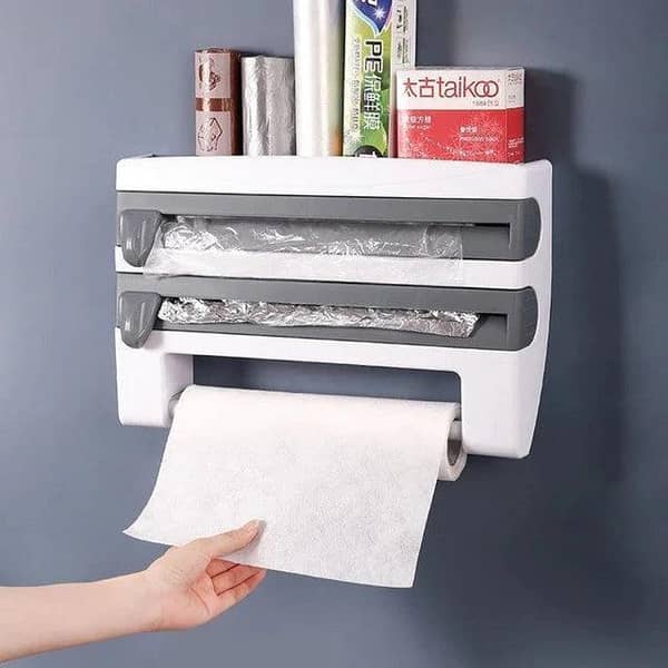 4 in 1 Kitchen Tissue Dispenser – Paper Towel, Napkin, Foil & Cling Wrap Holder