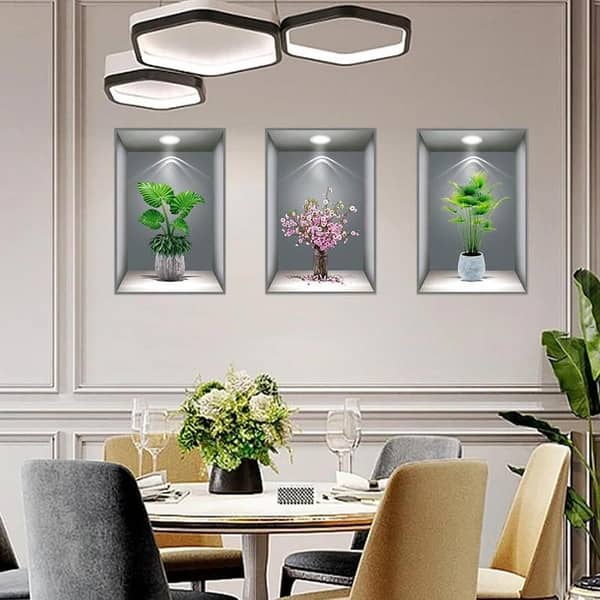 3 Sheets Flower Decoration Art Magic Sticker | 3D Vinyl Removable Wall Sticker for Home & Office Décor